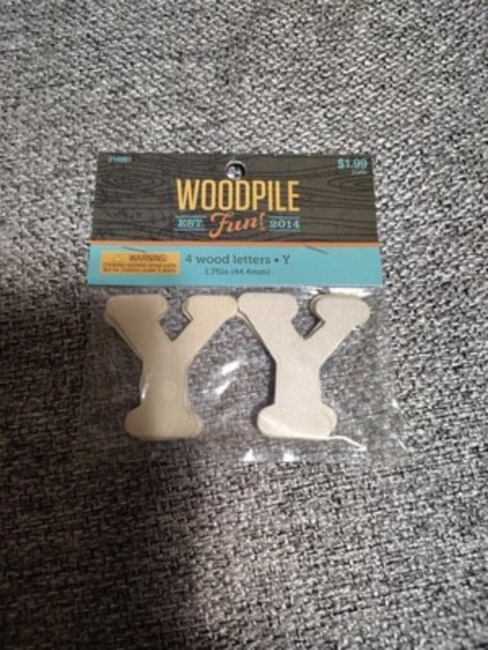 Hobby Lobby Woodpile 1.75” Wood Letters (4 Pieces Of Letter Y) Still Sealed New